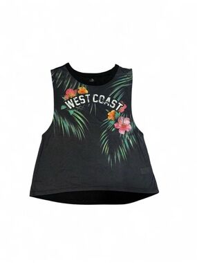 Y2K Decree Black West Coast Tropical Print Tank Top Size XS